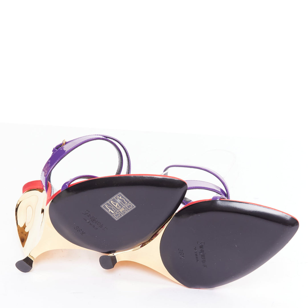 SAINT LAURENT Gippy Wedge Acinus Violet purple red metallic wedge heels EU36.5