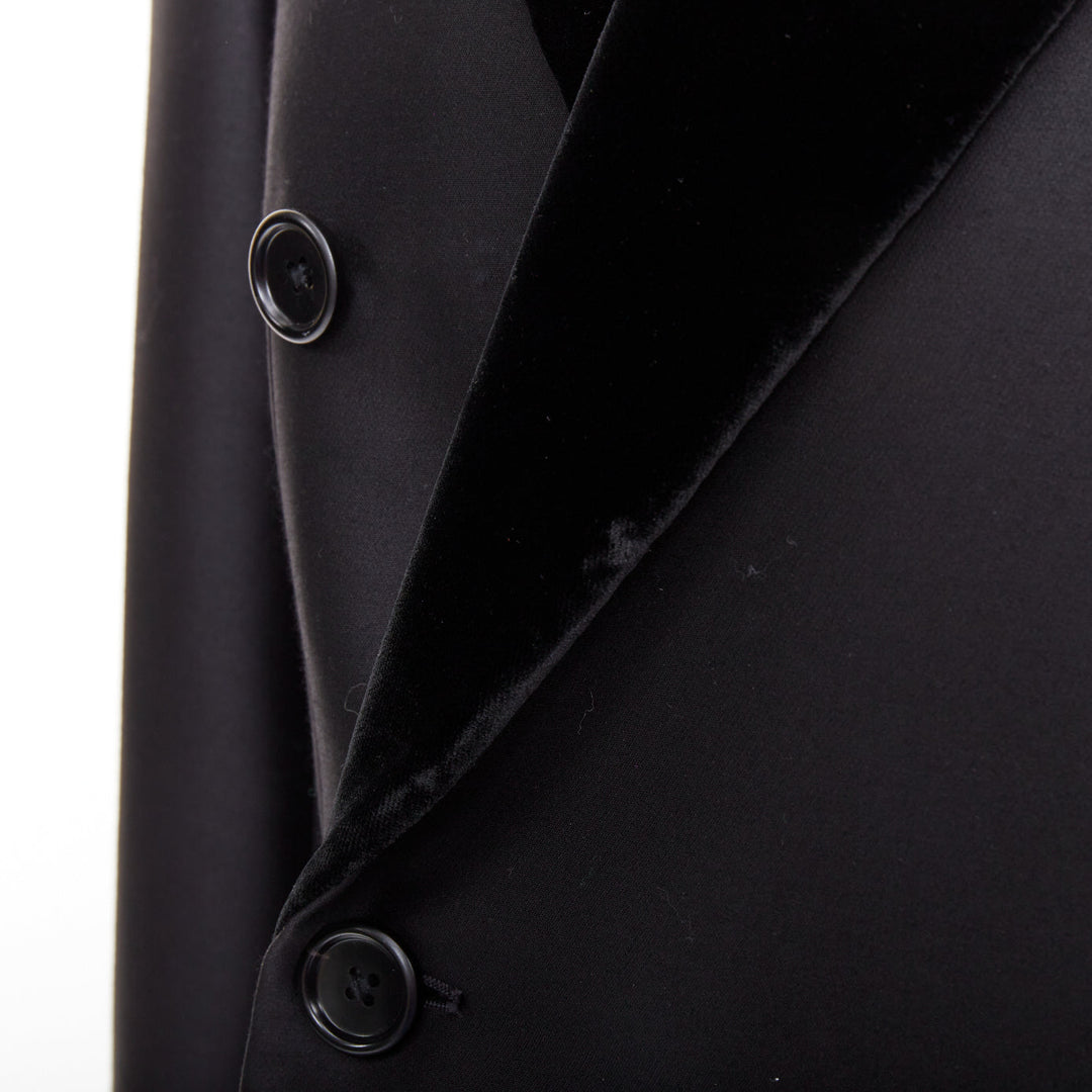 TOM FORD Cooper black wool velvet lapel double breasted tuxedo blazer IT54 XXL