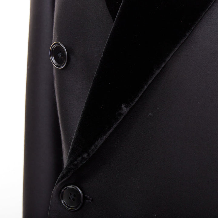 TOM FORD Cooper black wool velvet lapel double breasted tuxedo blazer IT54 XXL