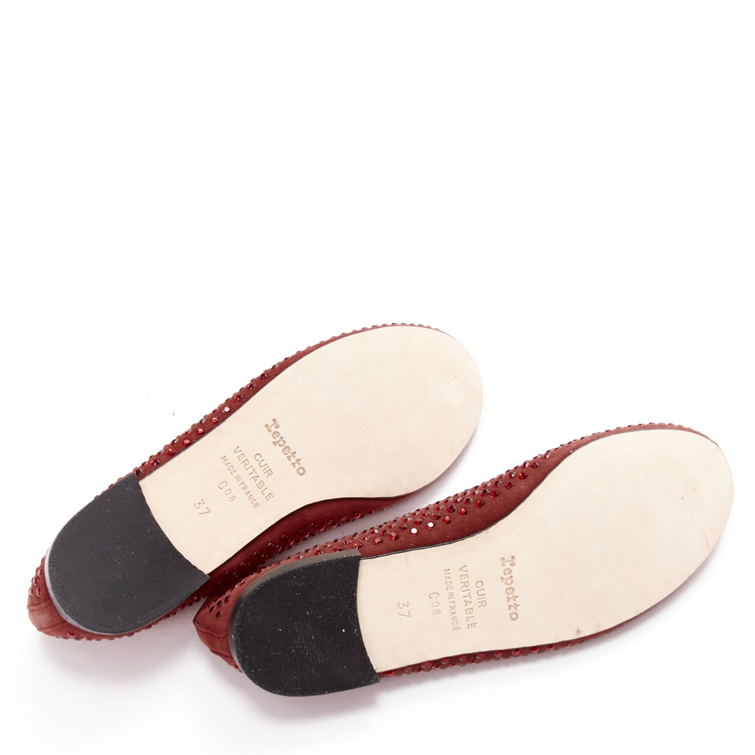 REPETTO 60 Anniversary Limited Edition red crystal suede ballet flats EU37
