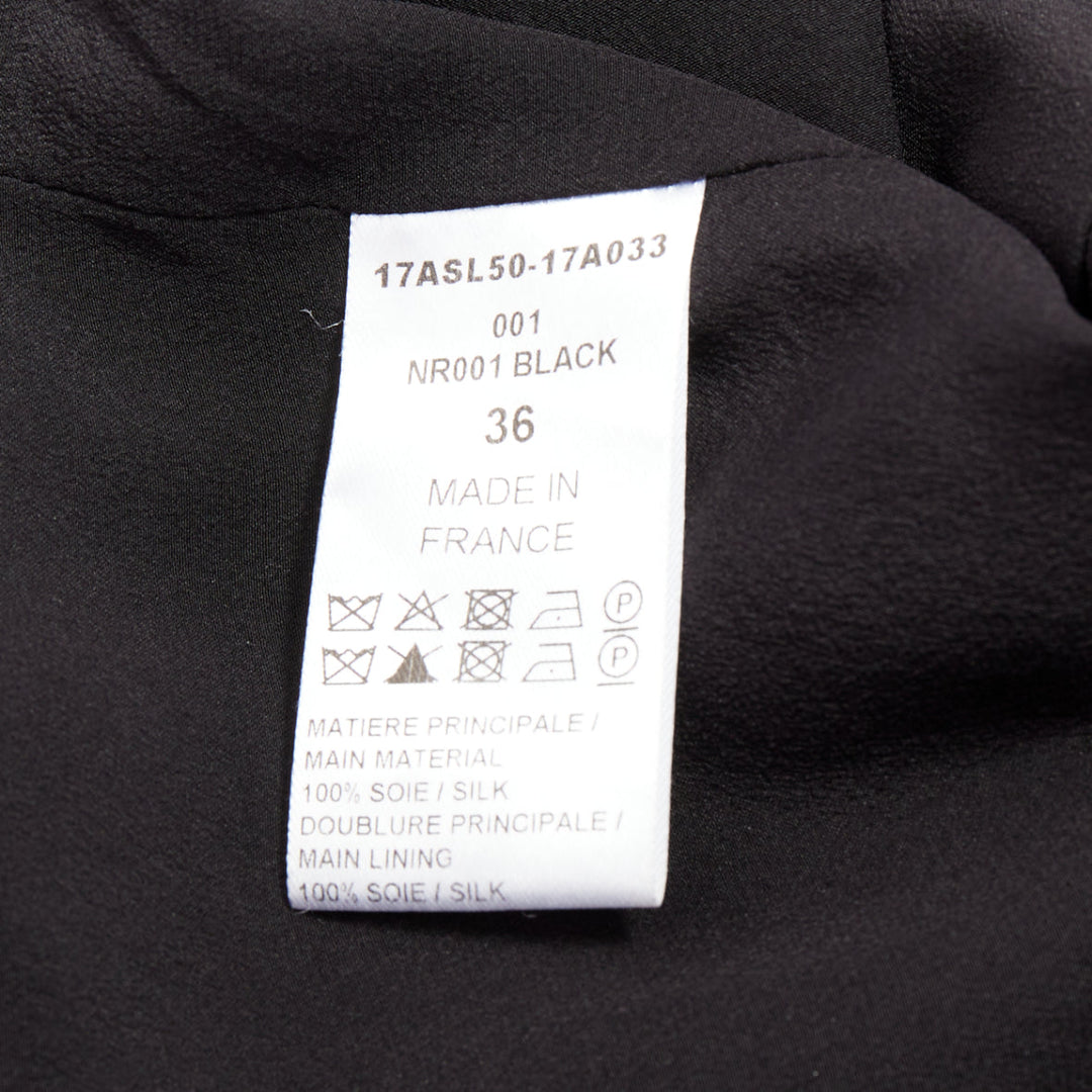 CHLOE black 100% silk crepe de chine ruffle collar jumpsuit FR36 S