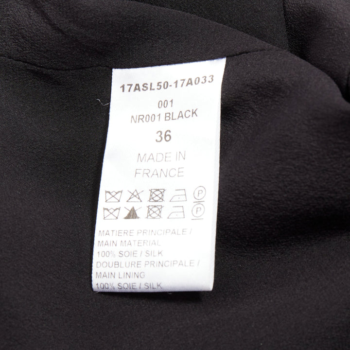 CHLOE black 100% silk crepe de chine ruffle collar jumpsuit FR36 S