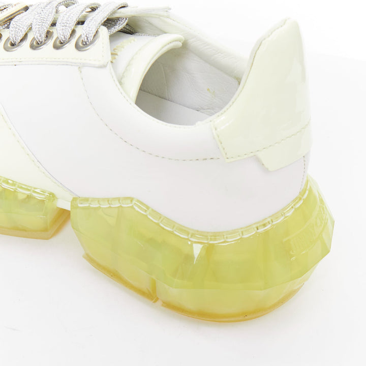 JIMMY CHOO Diamond white mint green jelly sole dad sneakers EU35.5