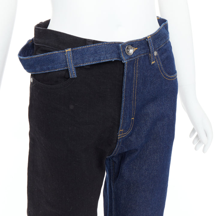 MAISON MARGIELA Two Tone side belt blue black bicolor pants FR36 S