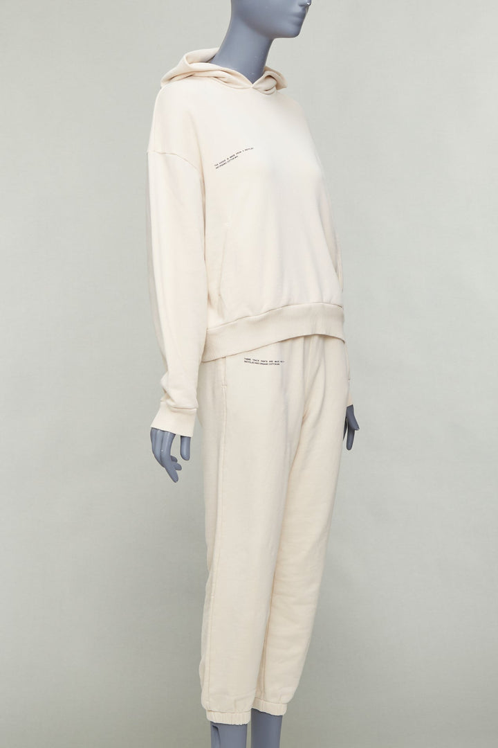 PANGAIA cream organic recycled cotton hoodie jogger pant set XXS