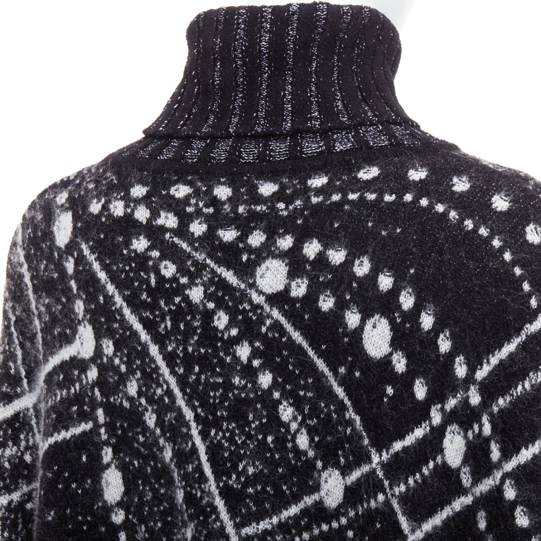 SAINT LAURENT 2018 Constellation black white astrology intarsia poncho cape S