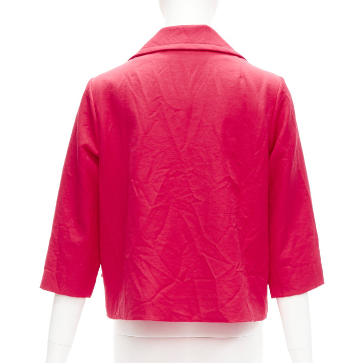 MARNI 2014 red creased crinkle wrapped buttons cropped boxy jacket IT38 XS