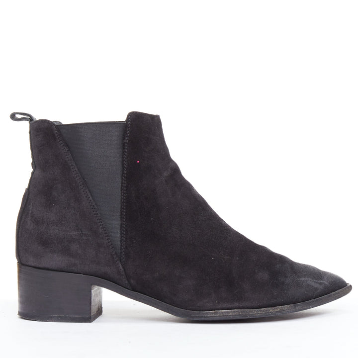 Female mannequin wearing Acne Studios Jensen Black Suede Women Boots in Size EU38 | Available at JHROP