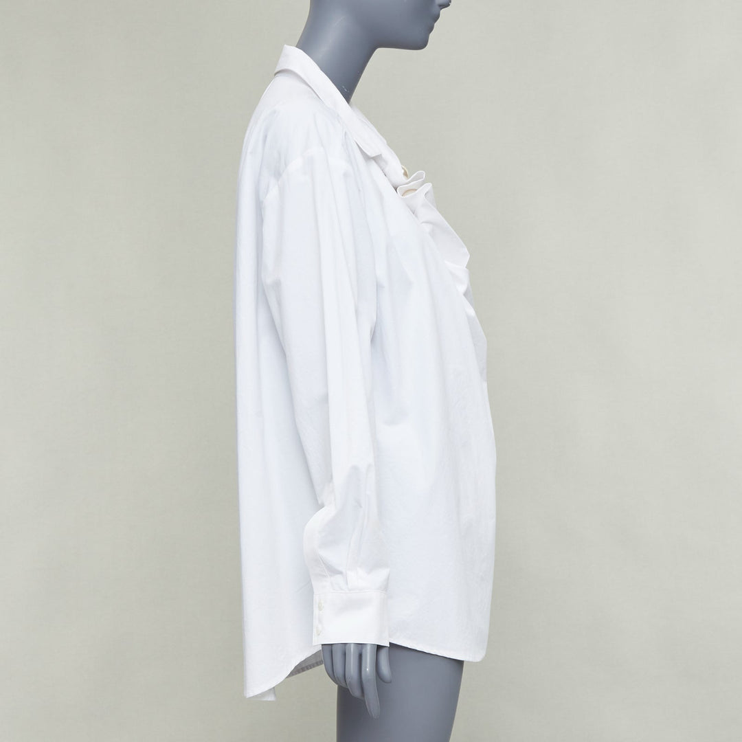 KIMHEKIM Tonight Venus gathered pearl button asymmetric oversized shirt FR36 S