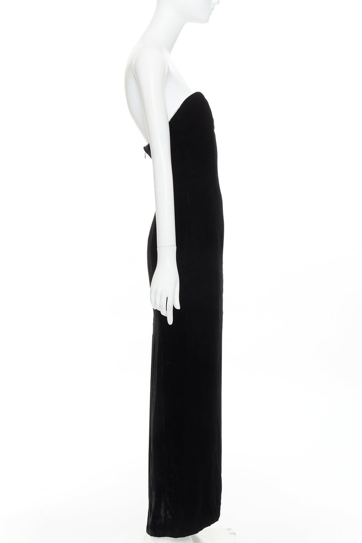 ALEXANDRE VAUTHIER black velvet crystal bustline sweetheart strapless gown