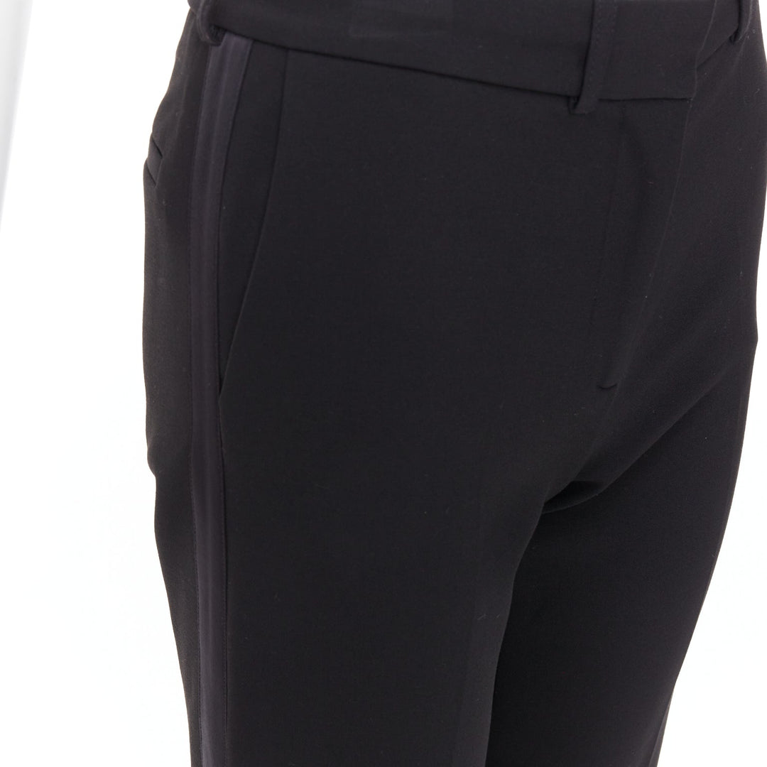 VVB VICTORIA BECKHAM black mid waist flare wide leg trousers UK6 XS