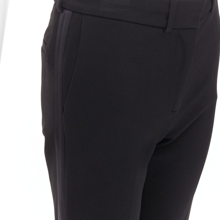 VVB VICTORIA BECKHAM black mid waist flare wide leg trousers UK6 XS
