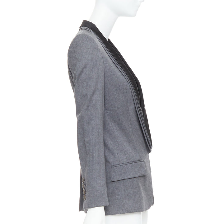 STELLA MCCARTNEY 2011 grey 100% wool triple layer lapel blazer IT36 XXS