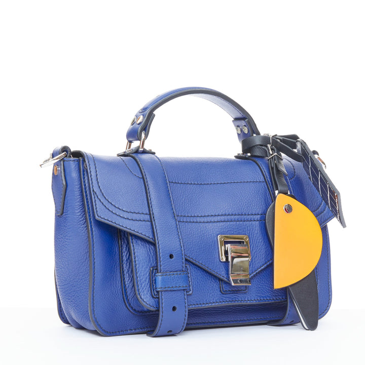 PROENZA SCHOULER Runway PS1 Tiny blue leather patchwork multi charm bag