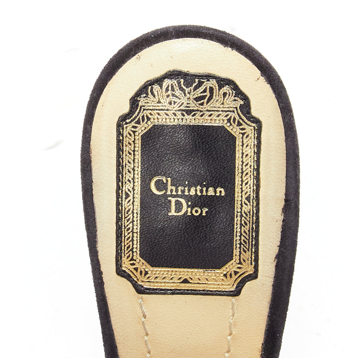 CHRISTIAN DIOR Vintage yellow scaled leather black suede platforms EU38