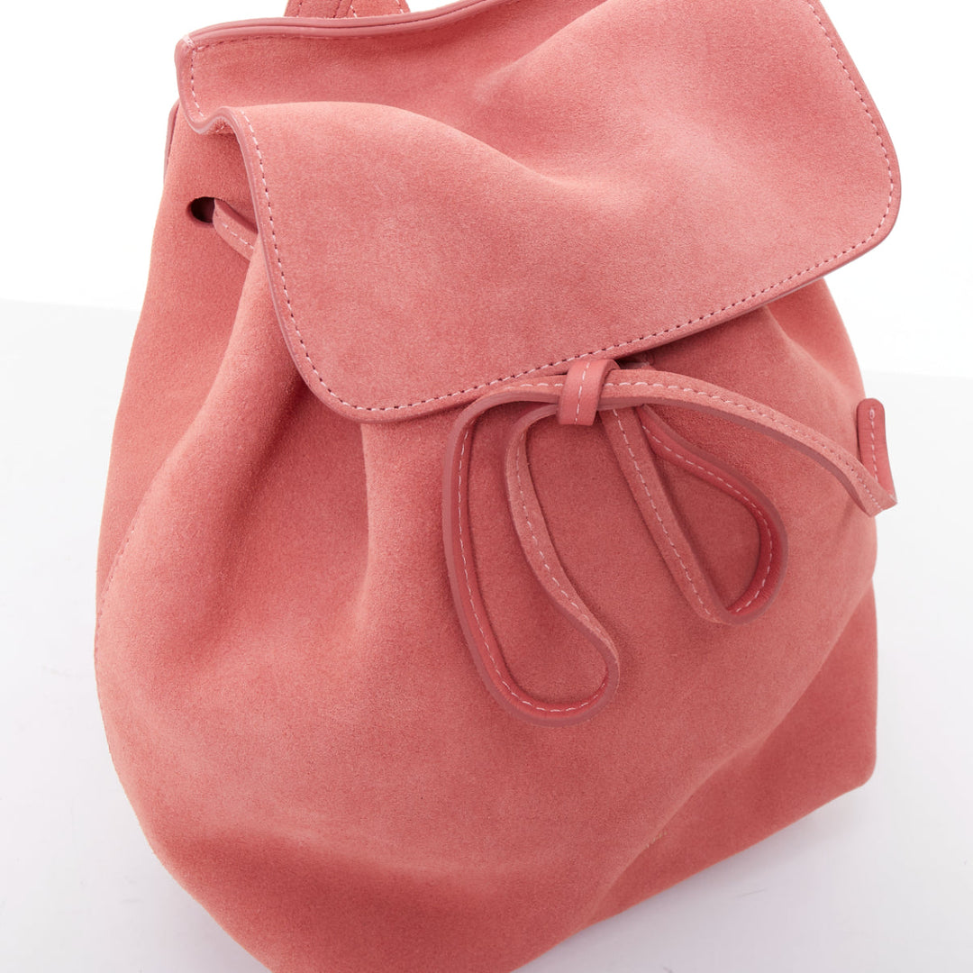 MANSUR GAVRIEL Suede Mini Backpack pink leather gold logo tie bag
