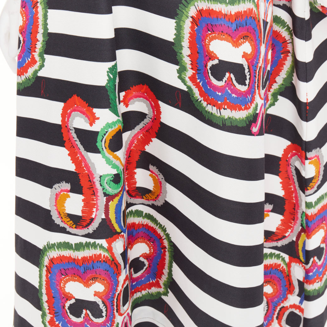 RIANNA AND NINA black white striped graphic print V-neck tent dress OS