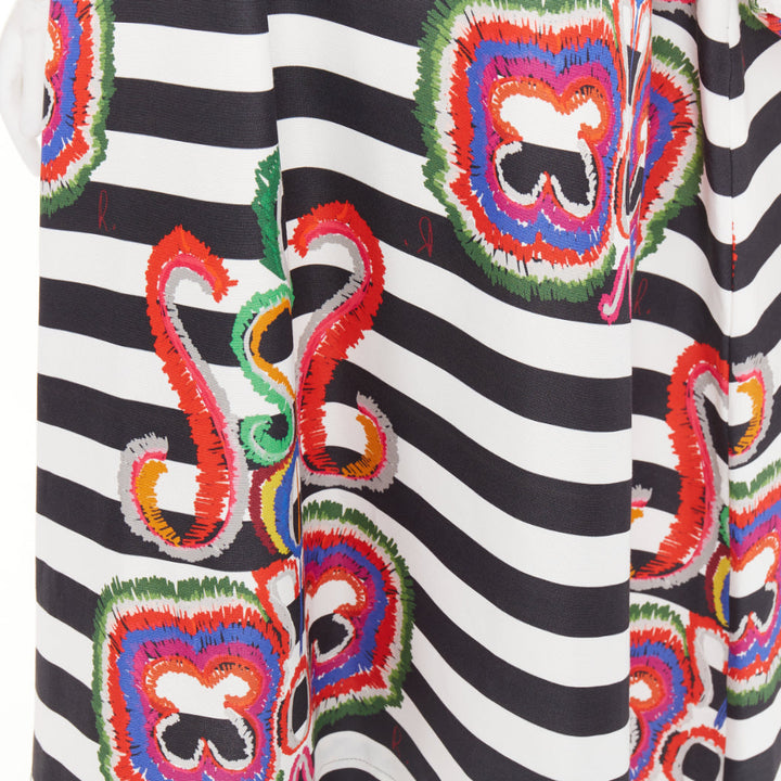 RIANNA AND NINA black white striped graphic print V-neck tent dress OS