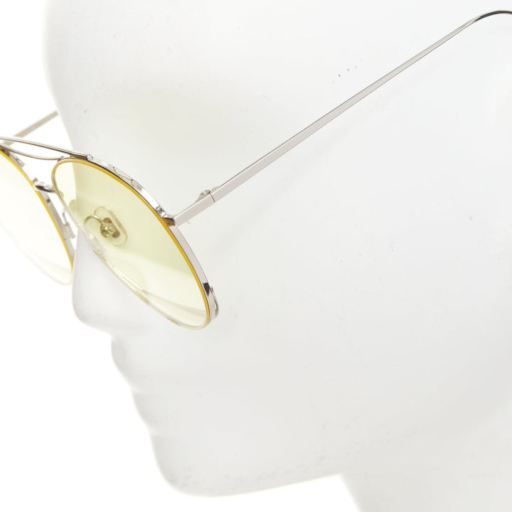 GENTLE MONSTER Odd Odd 02 yellow flat lens silver aviator sunglasses