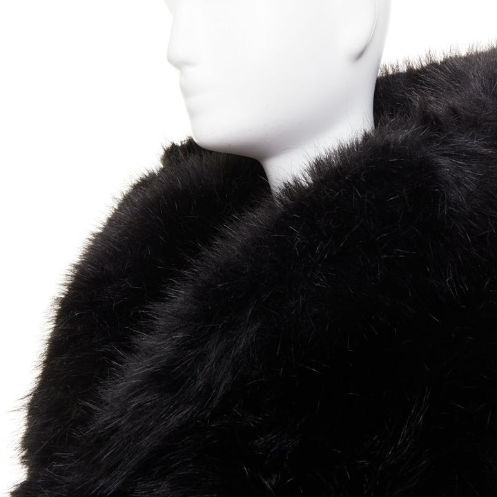 rare ALEXANDRE VAUTHIER COUTURE 2023 Runway black faux fur oversized cocoon coat
