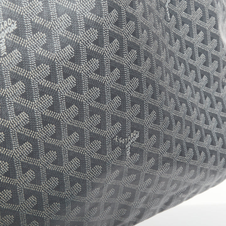 GOYARD Saint Louis GM grey Goyardine canvas chevron open top shoulder tote bag