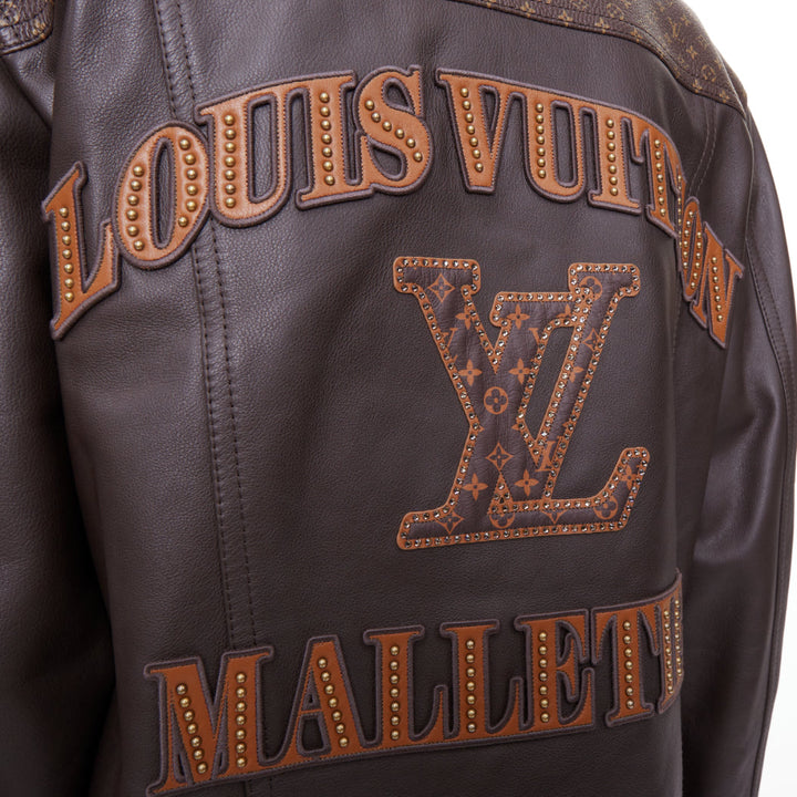 LOUIS VUITTON 2025 Runway Embellished Leather Trucker monogram jacket FR46 XS
