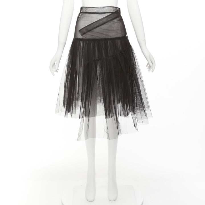 SHUSHU TONG black tulle asymmetric top high low hem A-line tutu skirt UK6 XS