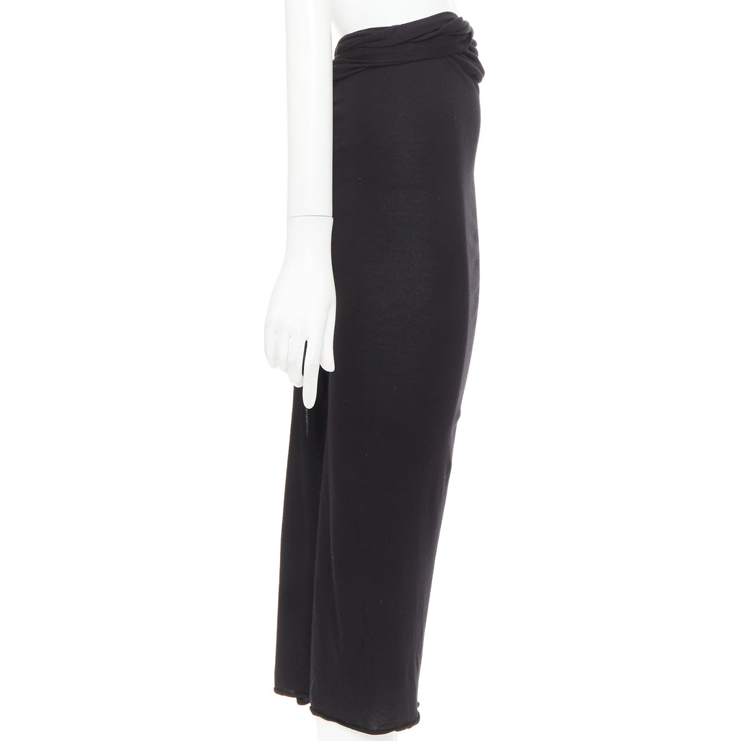 GIVENCHY black twist draped waist jersey high pencil midi skirt XS