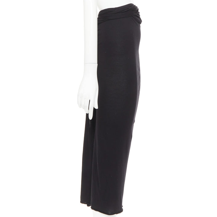 GIVENCHY black twist draped waist jersey high pencil midi skirt XS