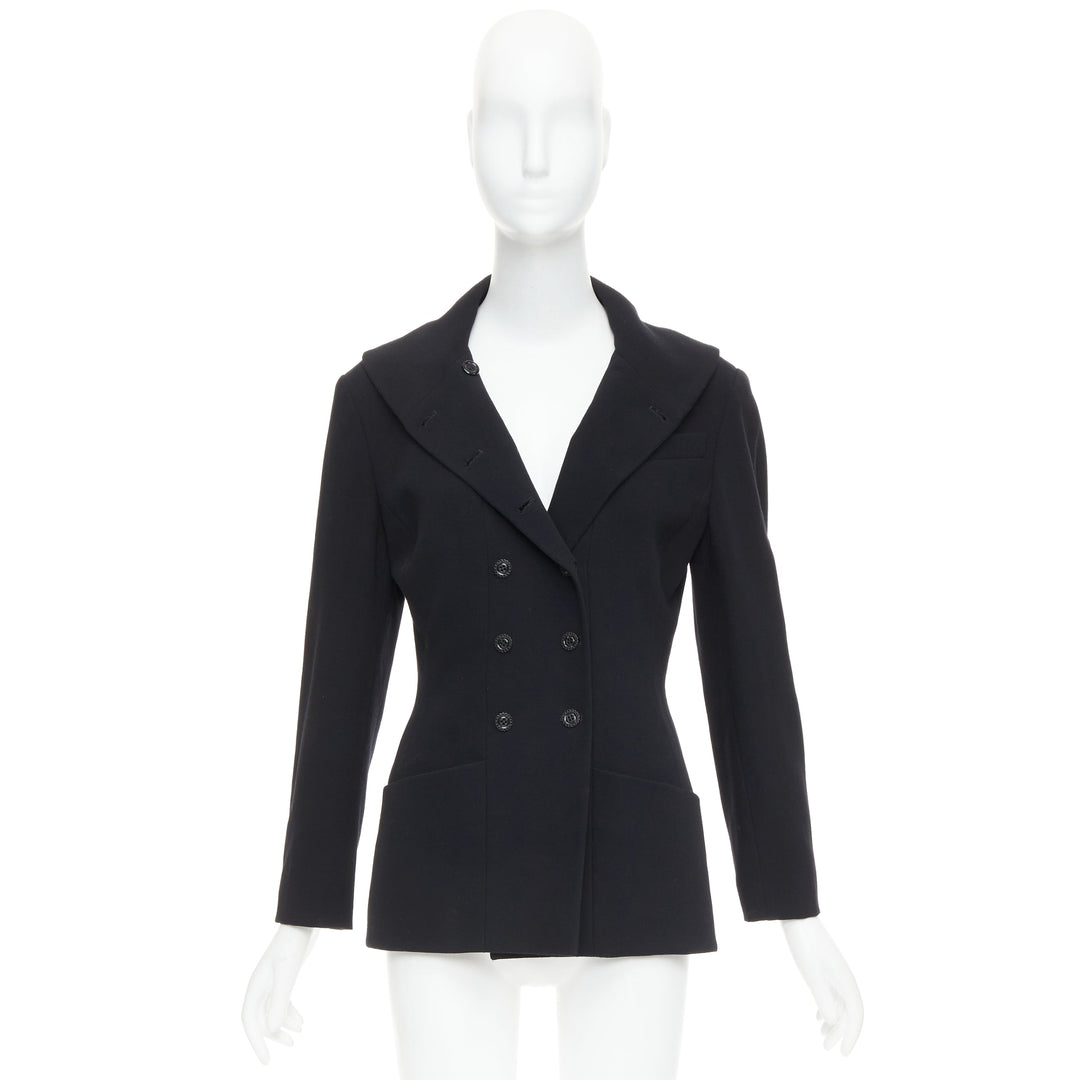 KARL LAGERFELD Vintage black wool shawl collar double breasetd blazer FR38 M