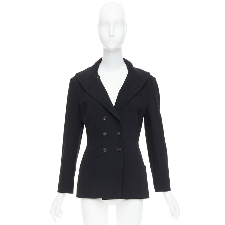 KARL LAGERFELD Vintage black wool shawl collar double breasetd blazer FR38 M