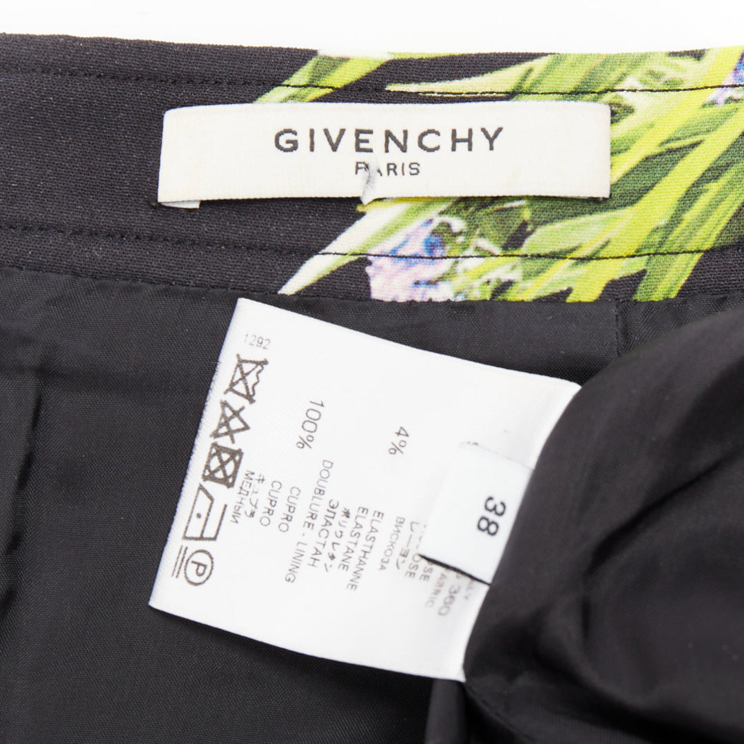 GIVENCHY 2012 symmetric purple green orchid viscose pencil skirt FR38 M