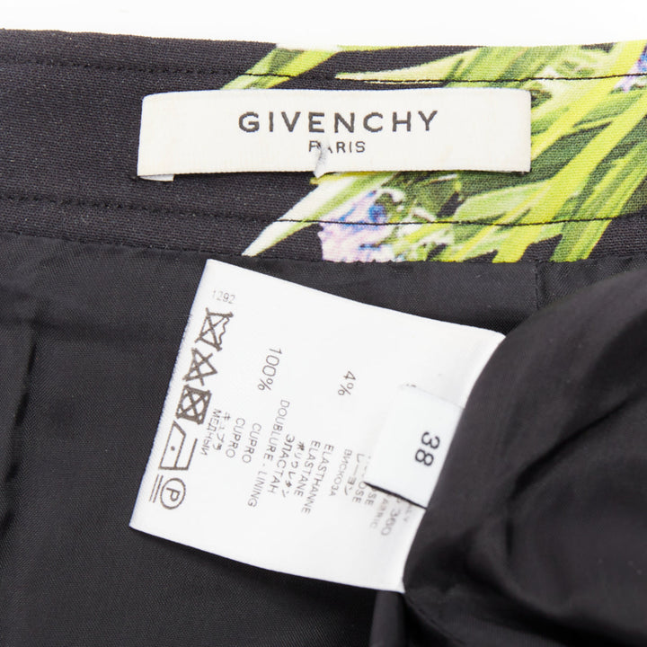 GIVENCHY 2012 symmetric purple green orchid viscose pencil skirt FR38 M