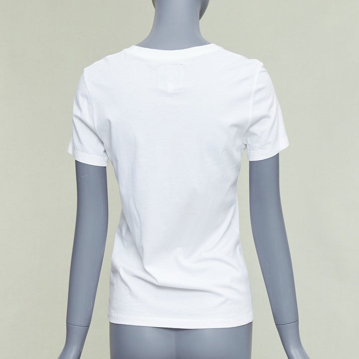 KENZO Jungle white cotton grey tiger felt print fitted crew tshirt S