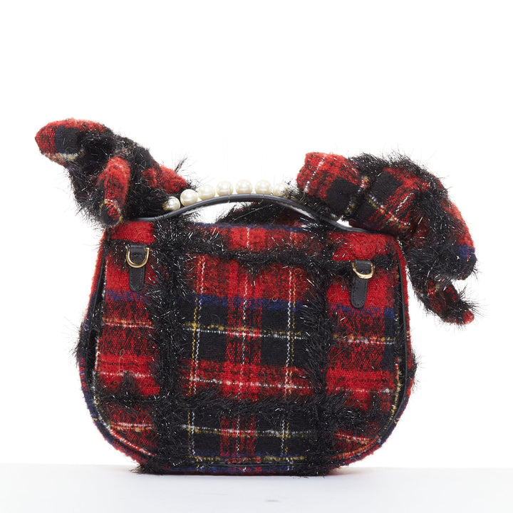 SIMONE ROCHA 2018 Tartan Sling Bag Mini plaid metallic pearl shoulder bag