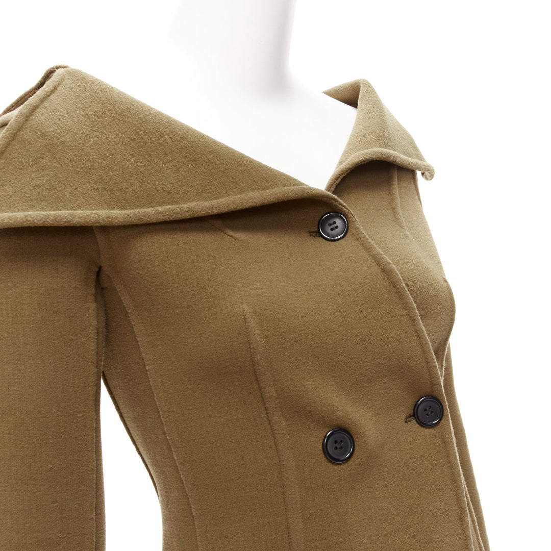 OLD CELINE Phoebe Philo 2014 Runway brown wool foldover collar jacket FR34 XS