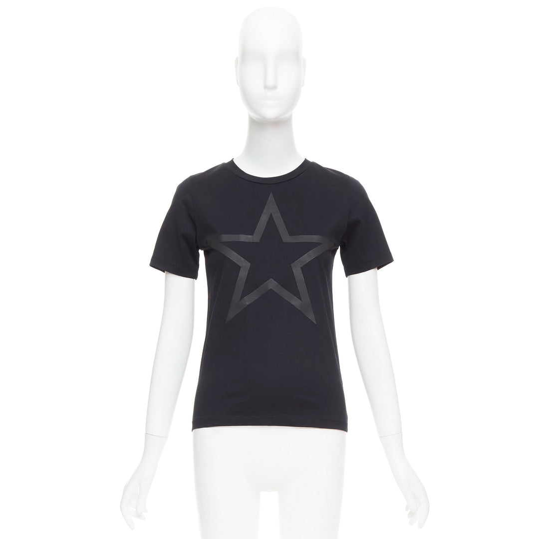 GIVENCHY black cotton star textured print fitted short sleeve tshirt S