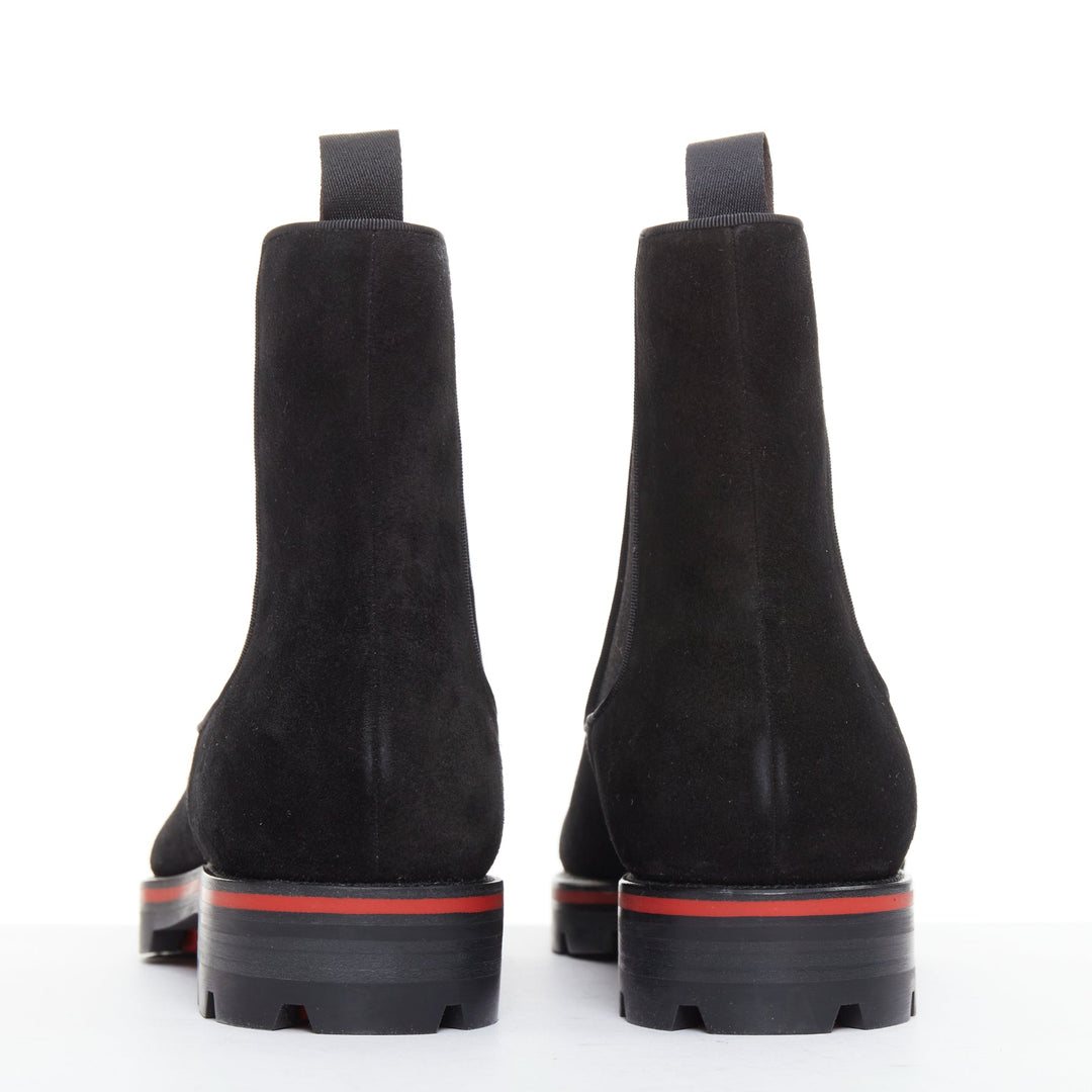 CHRISTIAN LOUBOUTIN Alpinono Flat Crosta Wax black suede lug sole boot EU43 US10