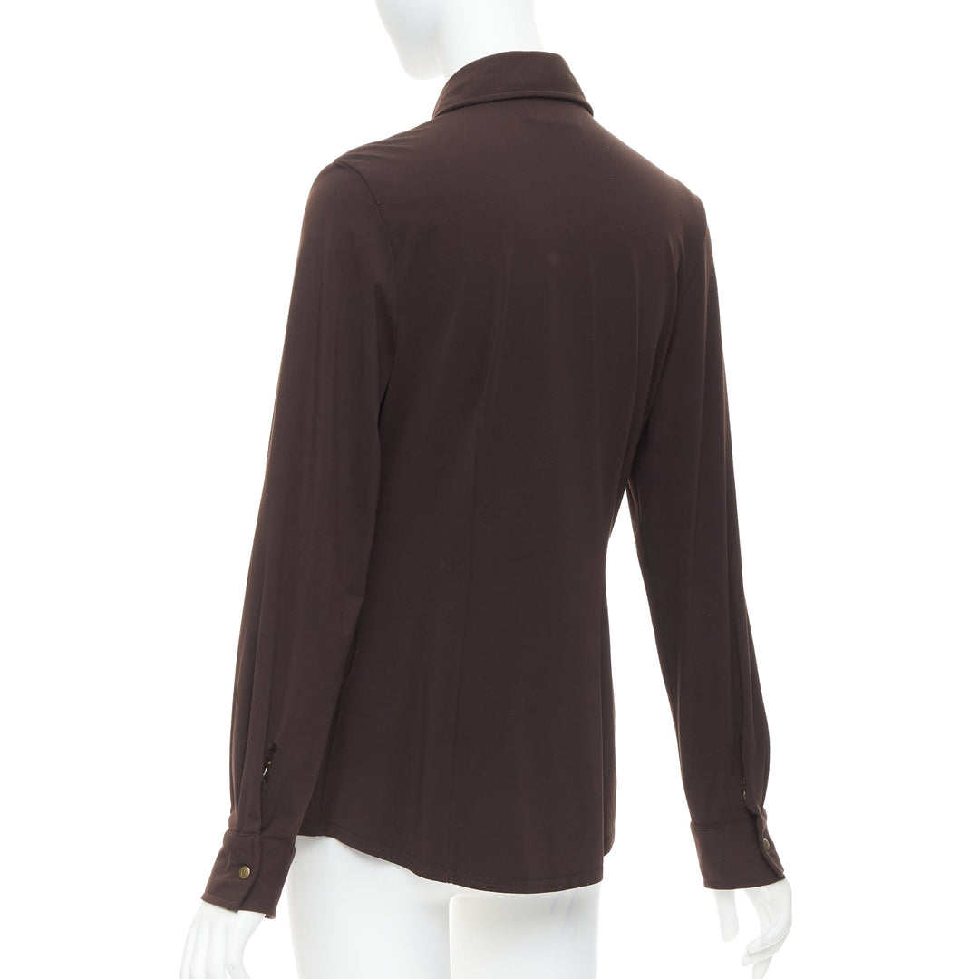 FENDI Jeans Vintage brown FF logo buttons fitted long sleeves shirt