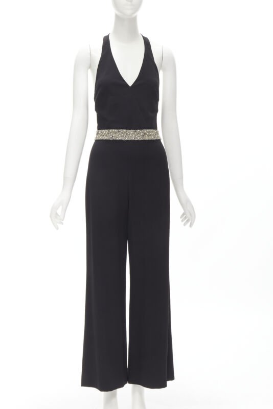 Female mannequin wearing Alice Olivia Black Feels like wool Women Jumpsuit in Size  S | Available at JHROP