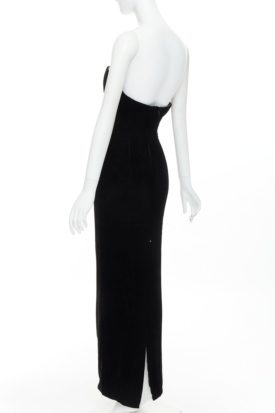 ALEXANDRE VAUTHIER black velvet crystal bustline sweetheart strapless gown
