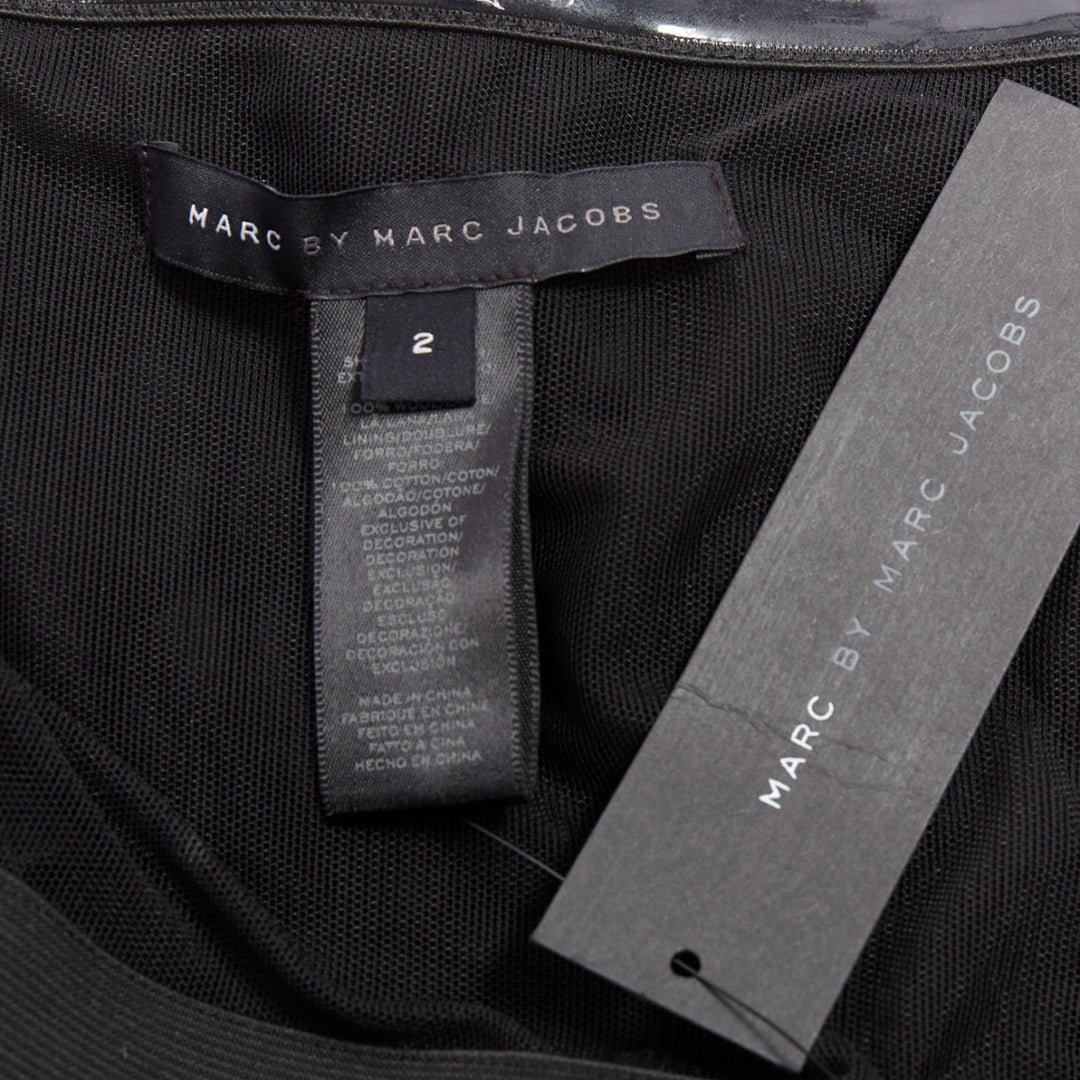 MARC MARC JACOBS 2008 Revolution grey wool green pleated strapless dress US2 S