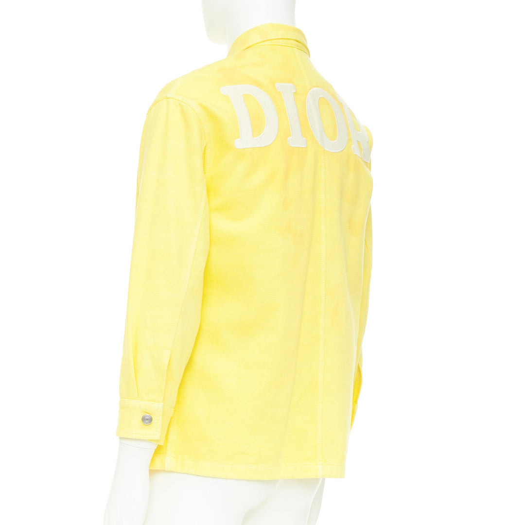 DIOR HOMME 2020 yellow 1947 logo embroidered cotton denim shirt jacket EU46 S