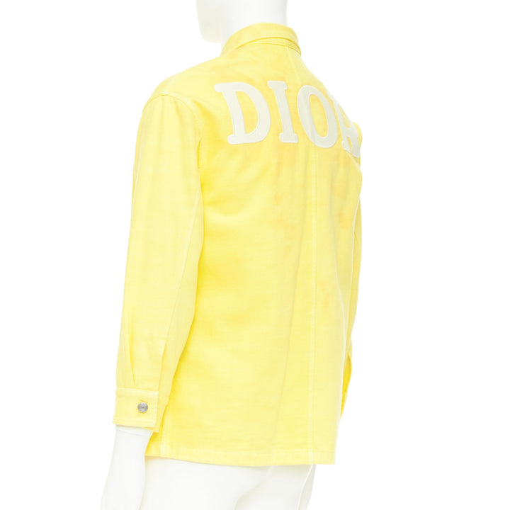 DIOR HOMME 2020 yellow 1947 logo embroidered cotton denim shirt jacket EU46 S