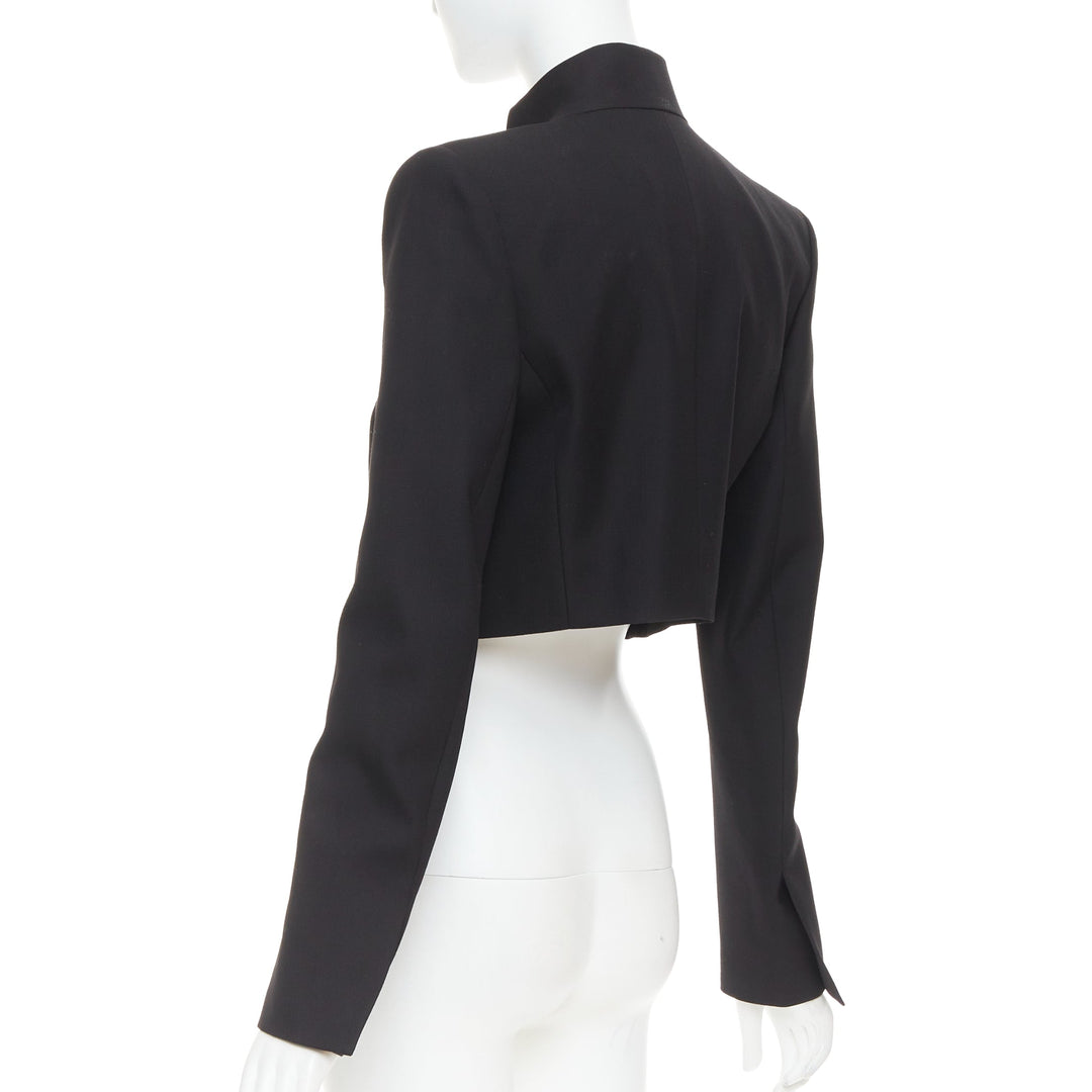 ALEXANDRE VAUTHIER black pop stand collar cropped blazer short tuxedo jacket