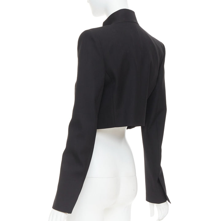ALEXANDRE VAUTHIER black pop stand collar cropped blazer short tuxedo jacket