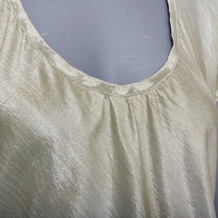 PRADA Linea Rossa Vintage silver silk blend lame scoop neck side ties top IT40 M