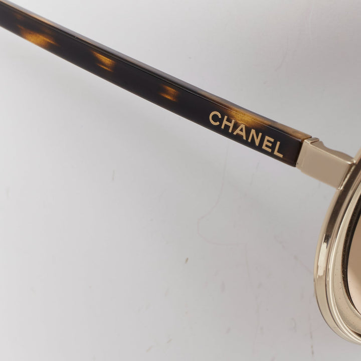 CHANEL 4226 gold-tone round mirrored lens resin temple sunglasses