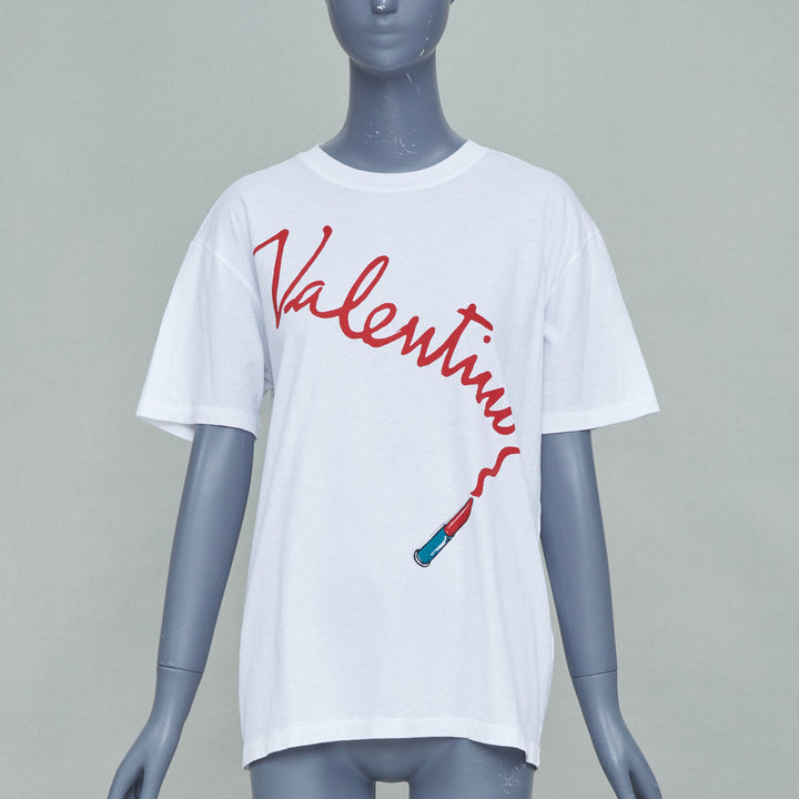 VALENTINO 2017 Zandra Rhodes lipstick graphic print script cotton tshirt XS