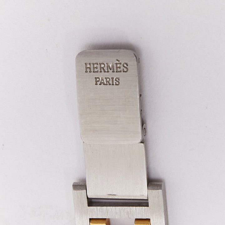 HERMES Rallye two-tone stainless steel gold plated saddle oval quartz watch